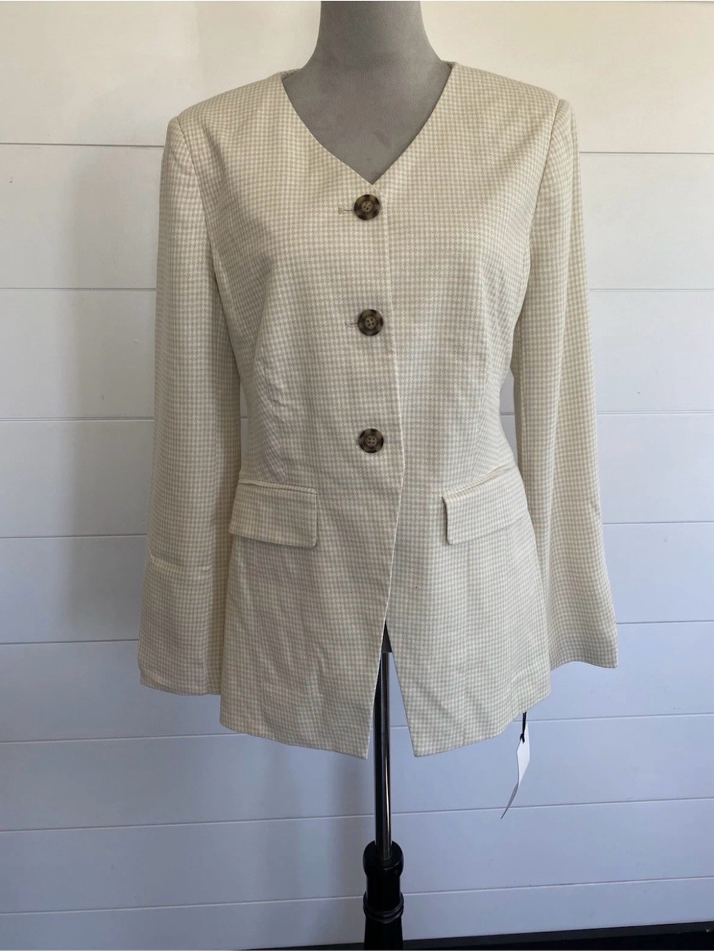 Bagatelle Blazer Jacket Tan
Houndstooth Linen Blend Sz S
NWT/0366